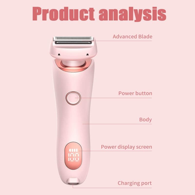 Beautibloom SilkShave™ 2-in-1 Electric Razor for Women - Bikini Trimmer & Body Shaver, Wet/Dry Use, Pink - Smooth Shaving for Legs, Underarms & Pubic Hair at Home or Travel