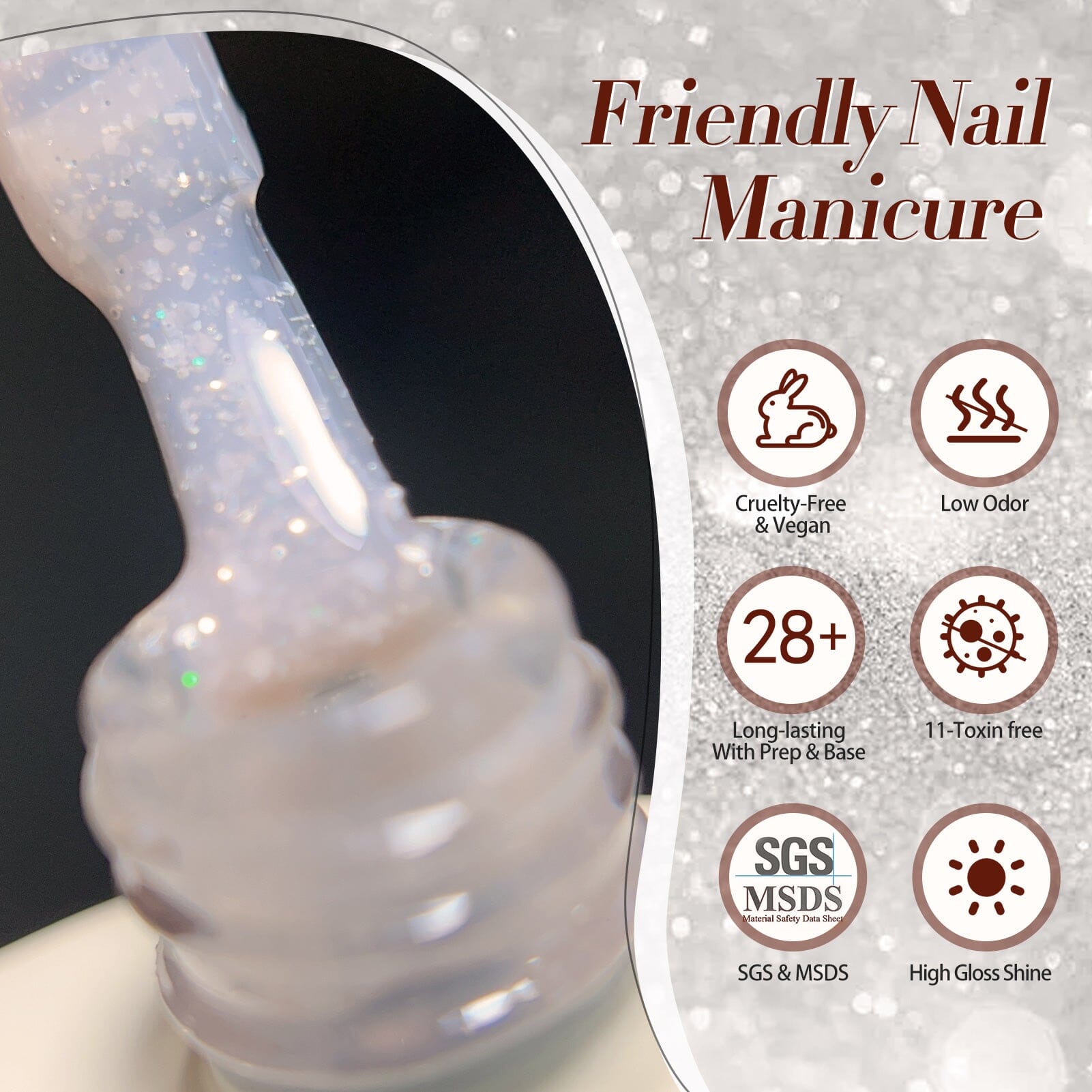 Nude Snow Glitter Jelly Gel Polish 15ml - Long Lasting Nail Polish for Winter & Holiday Nail Art - Perfect for Christmas Parties, New Year Celebrations & Special Occasions