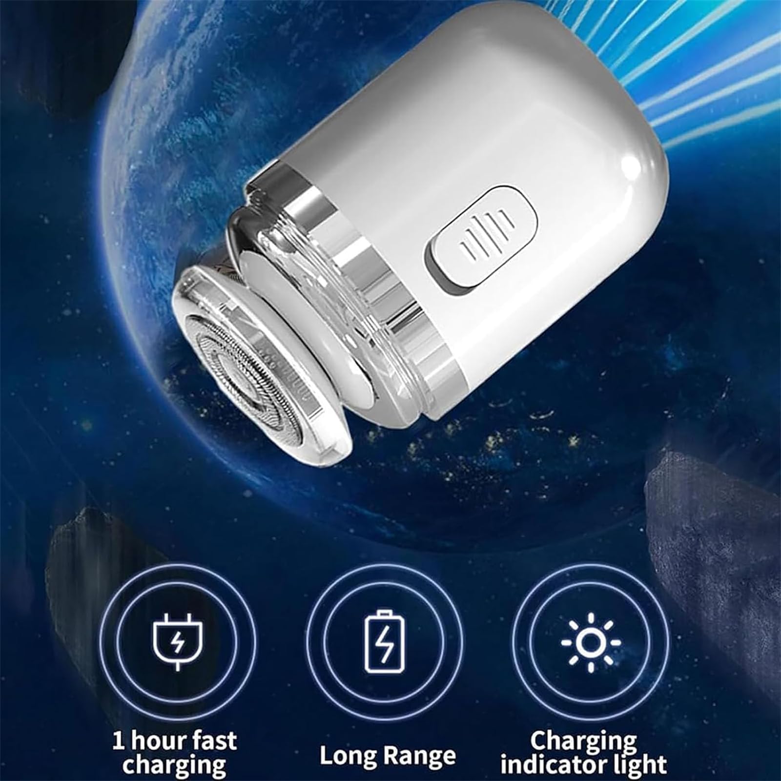 2-in-1 Electric Shaver & Nose Hair Trimmer for Men - Mini Portable Capsule Razor with Dual Blades (Black & White) - Perfect for Travel, Gym & Daily Grooming