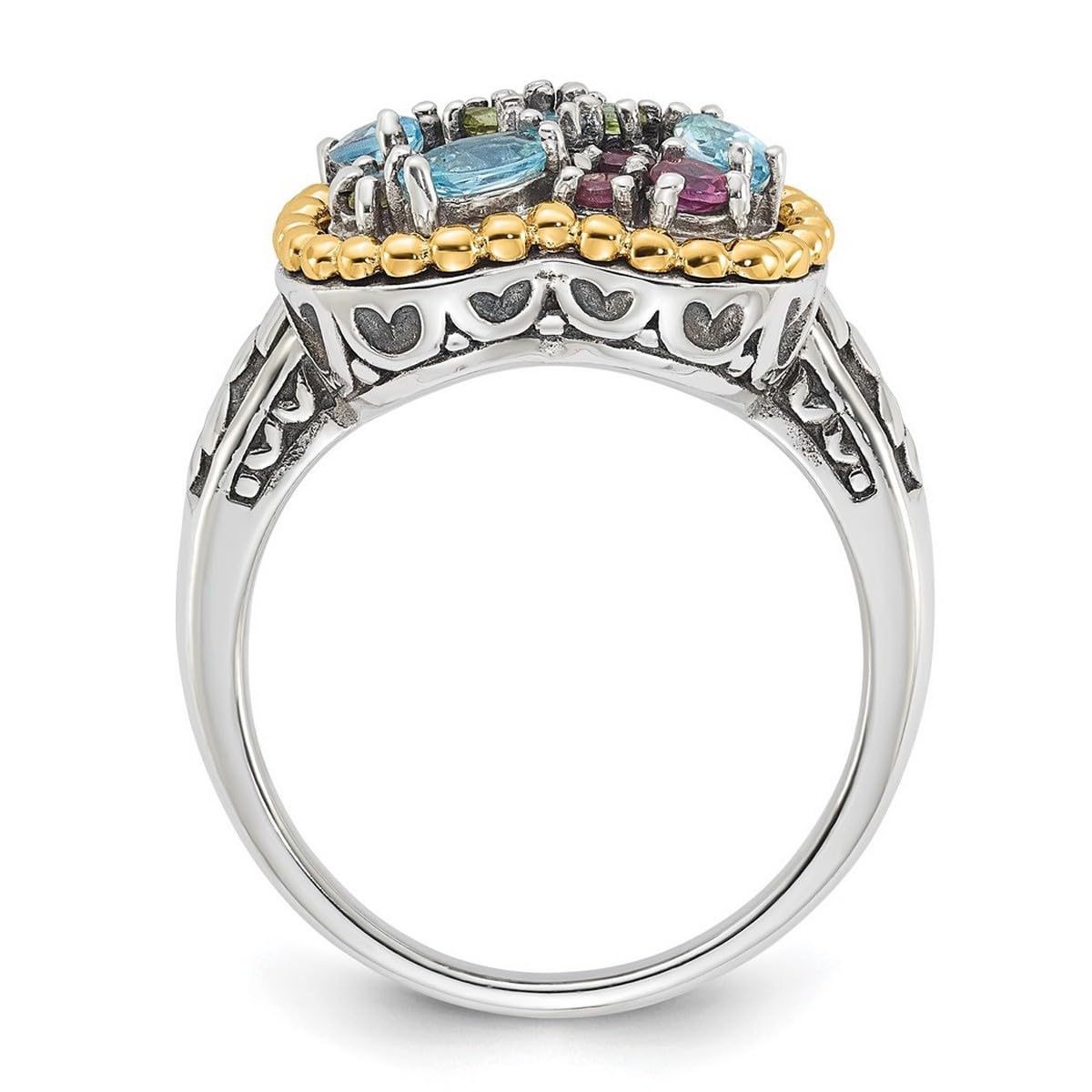 14K Gold Plated 925 Sterling Silver 1.59ct Multi-Gemstone Ring - Size 6 Women's Jewelry Gift for Anniversary, Birthday & Special Occasions