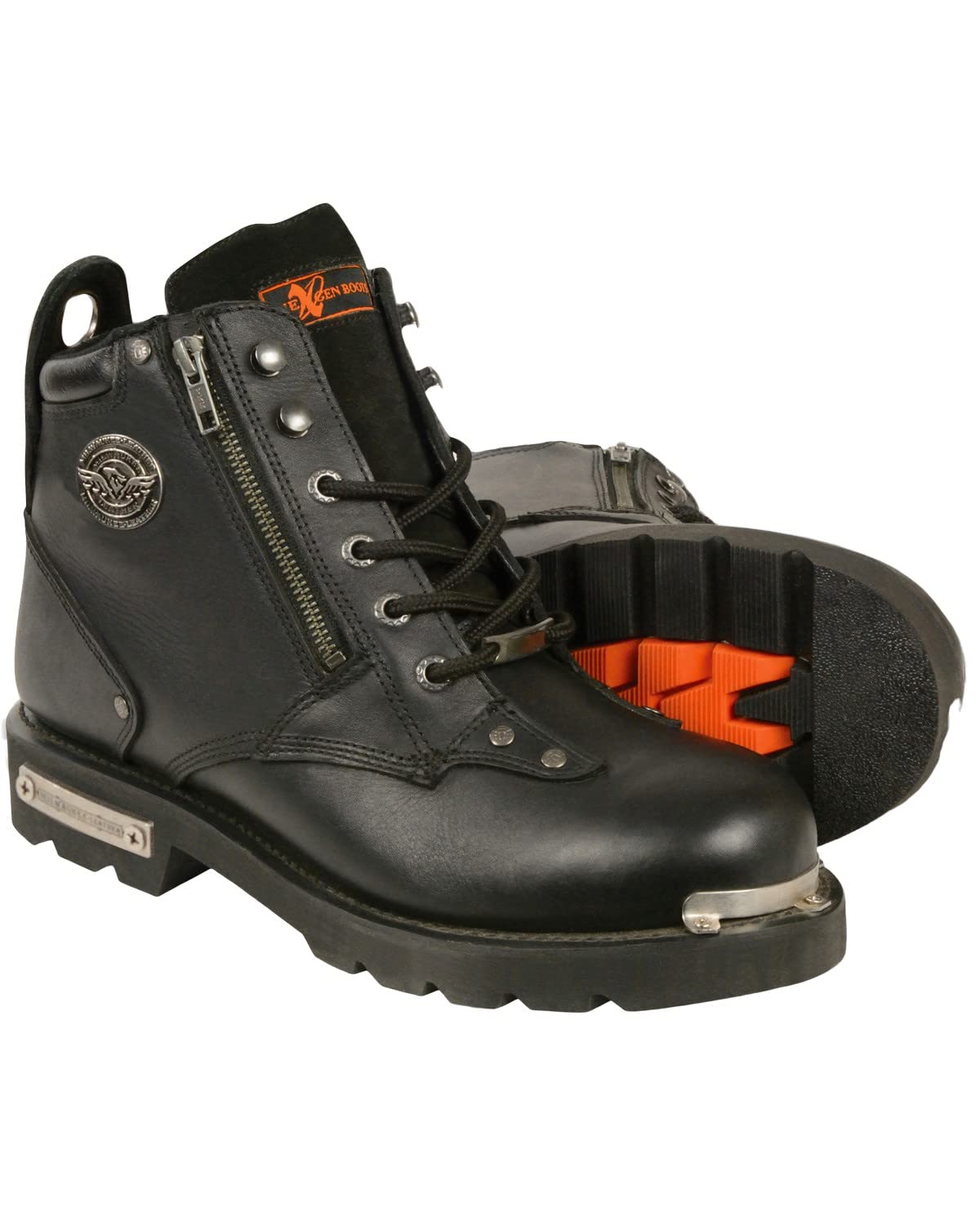 Milwaukee Leather Men's Lace-Up Toe Double-Sided Zipper Work Boots - Round Toe Black Size 10 | Durable Safety Boots for Construction & Outdoor Work