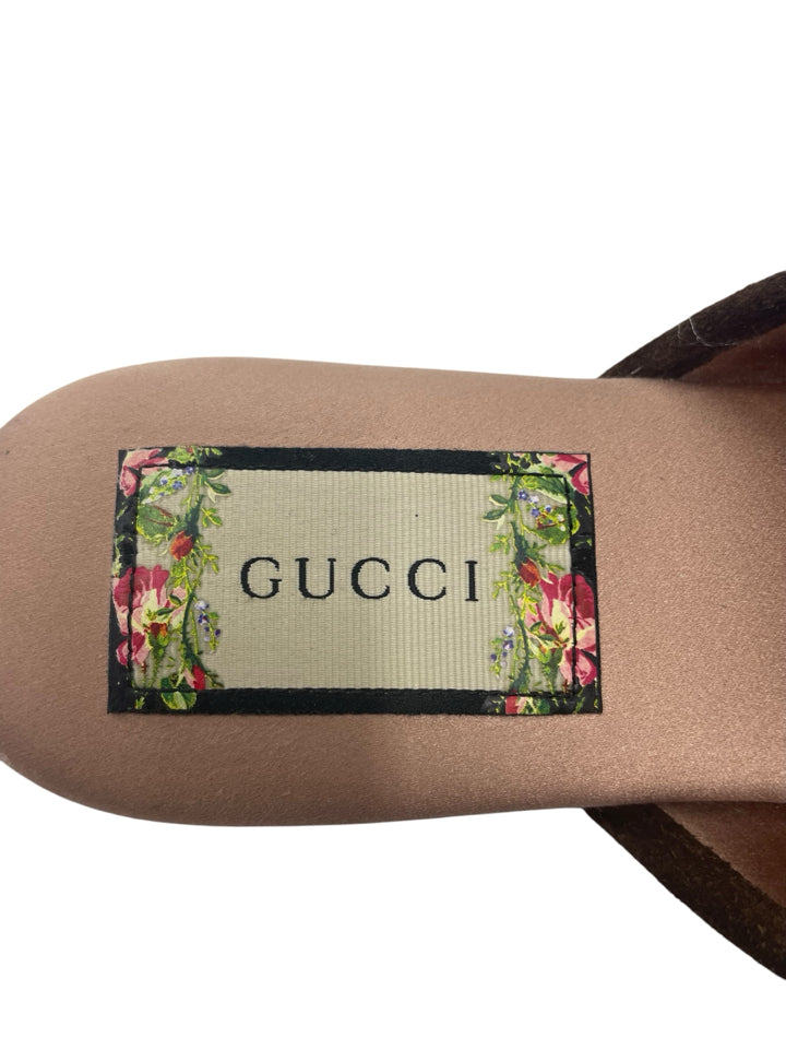 Gucci Velvet GG Monogram Crystal Mules for Women - Size 37 (US 7) - Luxury Designer House Slippers for Home, Parties & Special Occasions