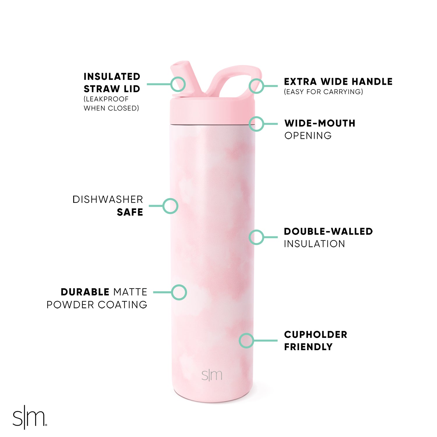 Stainless Steel Reusable Water Bottle with Manual Straw Lid - Leakproof & Eco-Friendly for Gym, Hiking, Travel & Outdoor Activities