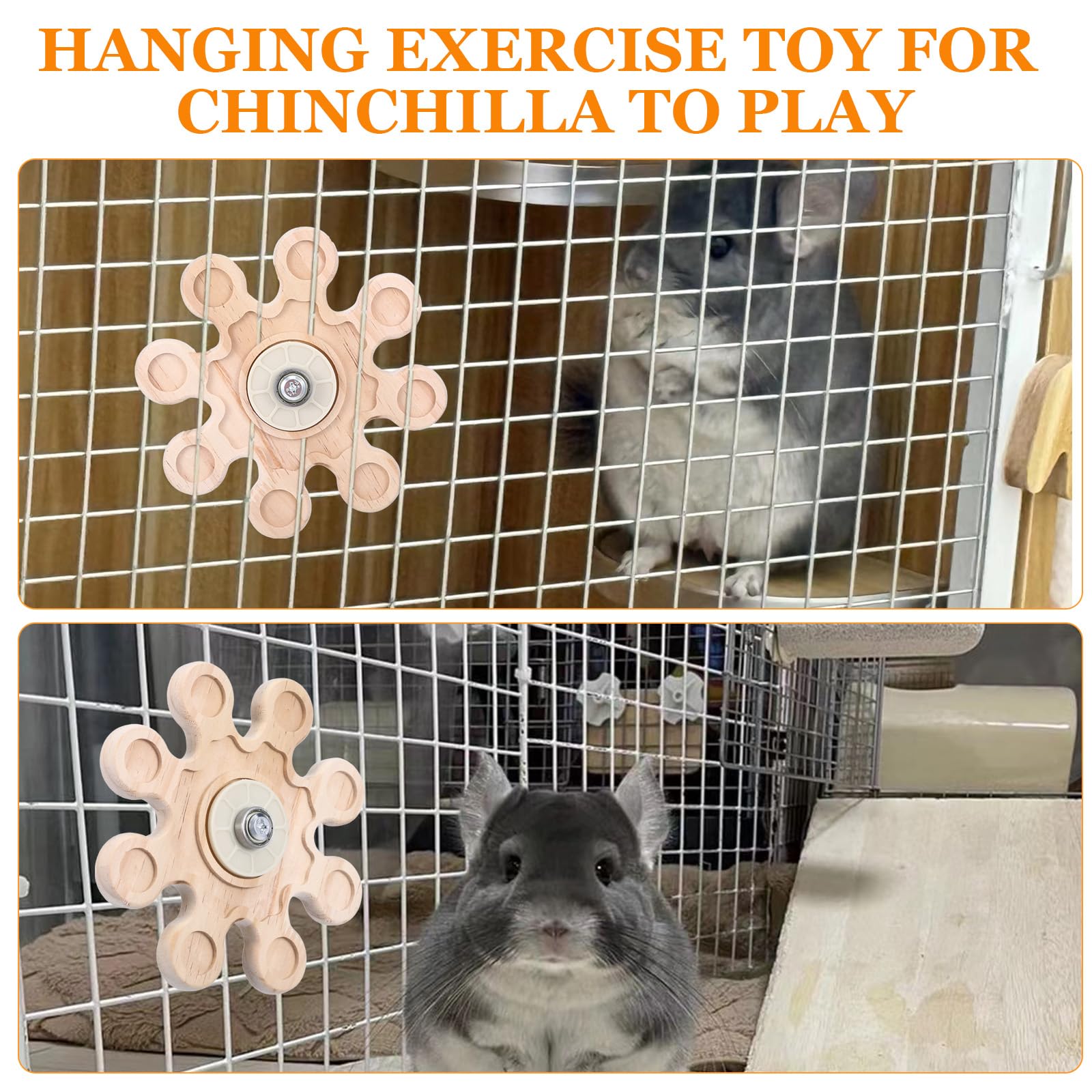 Rotating Wooden Chew Toys for Chinchillas, Guinea Pigs, Hamsters & Rabbits - Interactive Small Animal Cage Accessories for Teeth Grinding & Stress Relief - Perfect for Hanging in Cages & Playtime Enrichment