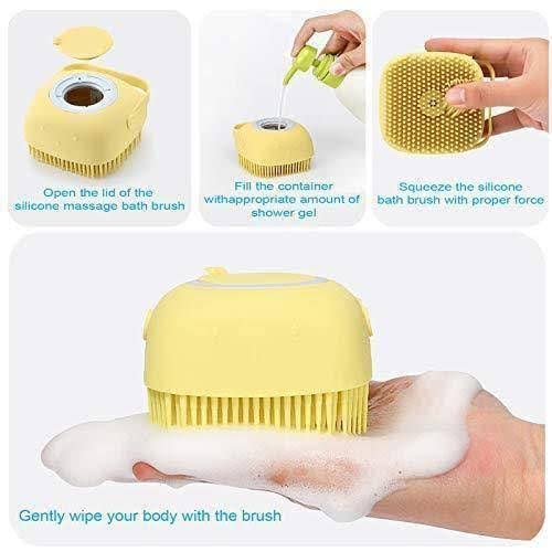 Soft Silicone Bath Brush with Hooks - Exfoliating & Massaging Shower Scrubber for Smooth Skin - Perfect for Back Scrubbing, Body Cleansing & Relaxation