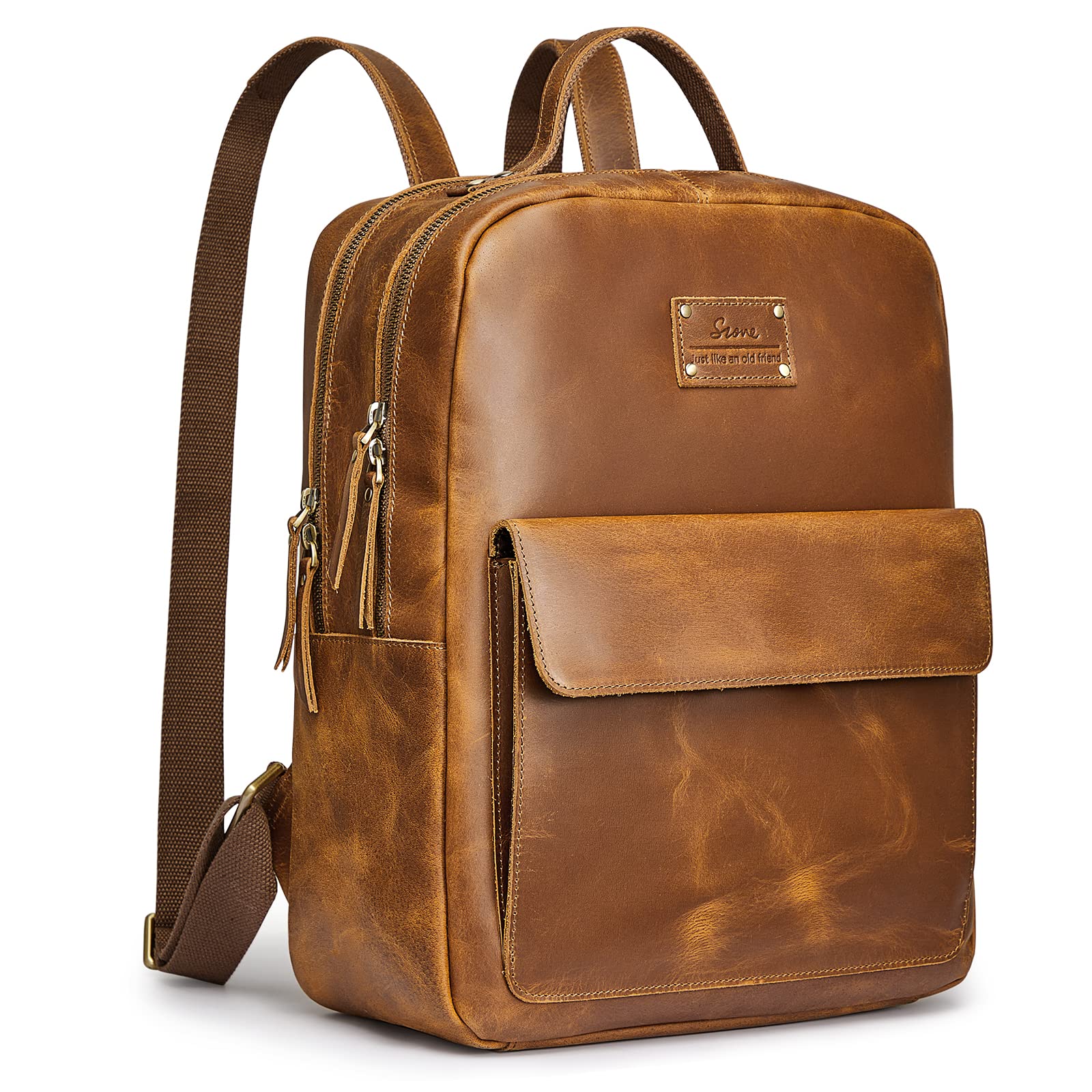 Genuine Leather Backpack for Women - Vintage Travel Rucksack with Luggage Sleeve, Large Capacity Daypack for Work, School & Outdoor Adventures