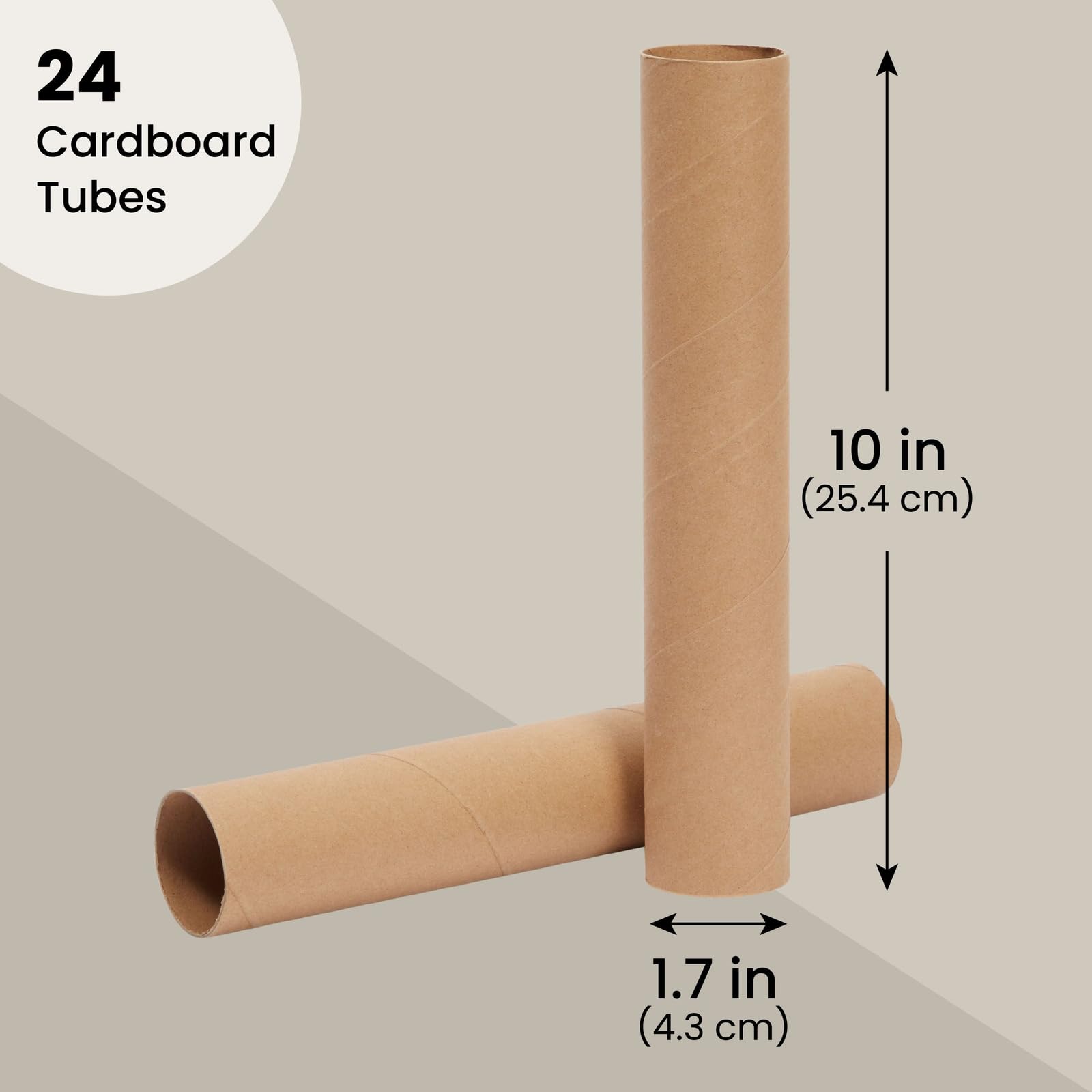 Bright Creations 10-Inch Brown Cardboard Tubes for DIY Crafts | 24-Pack Empty Paper Towel Rolls | Perfect for Classroom Projects, Gift Wrapping & Home Decor