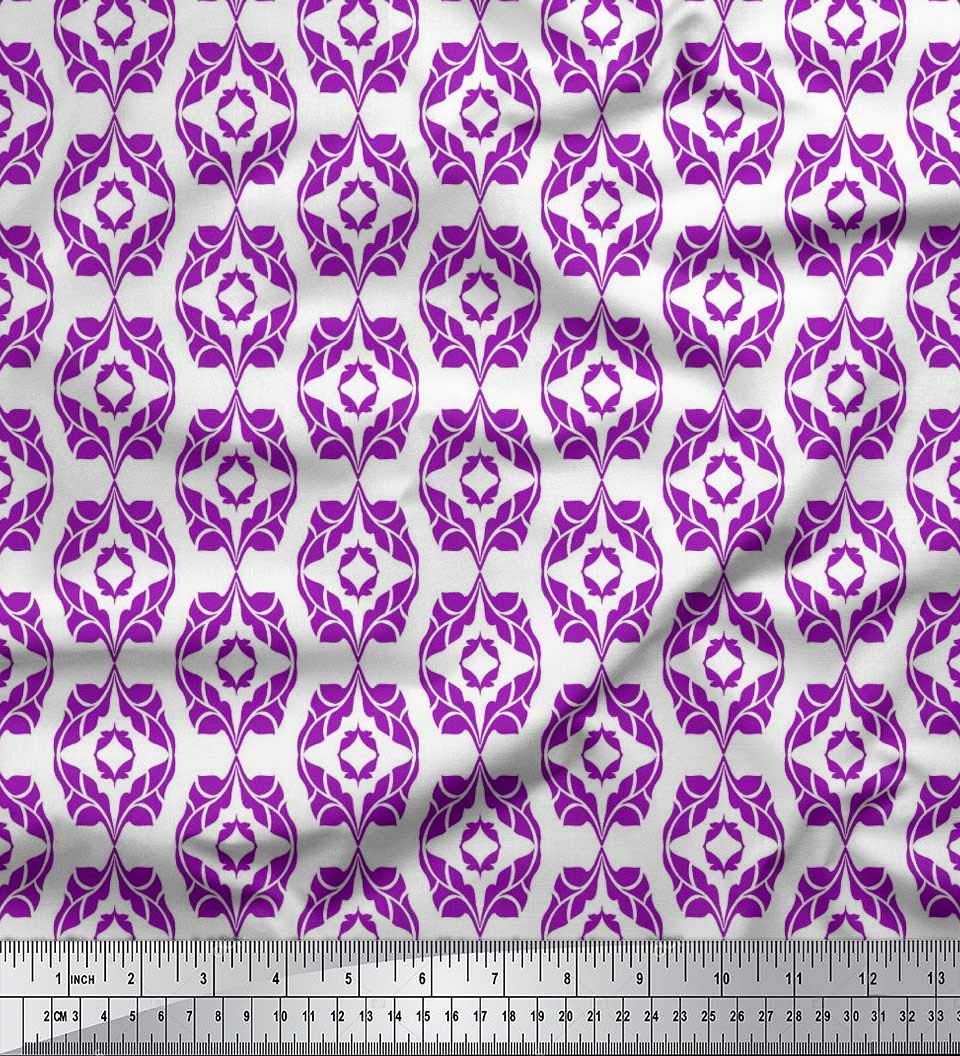 Soimoi Moss Georgette Brown Fabric by The Yard - 42 Inch Wide Ogee Damask Pattern - Timeless Printed Fabric for Dresses, Curtains & Home Decor