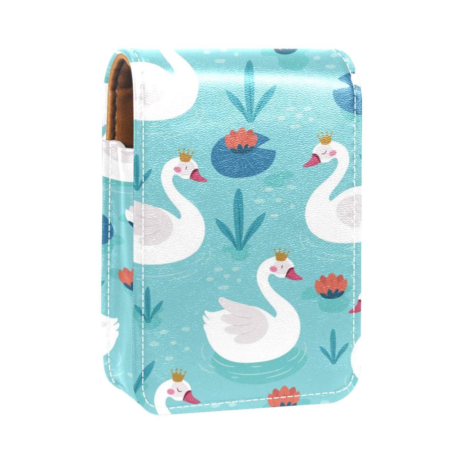 Personalized Lipstick Case - Portable Makeup Bag & Cosmetic Pouch Organizer - Elegant Swan with Crown Design - Perfect for Travel, Home Storage & Gift Giving