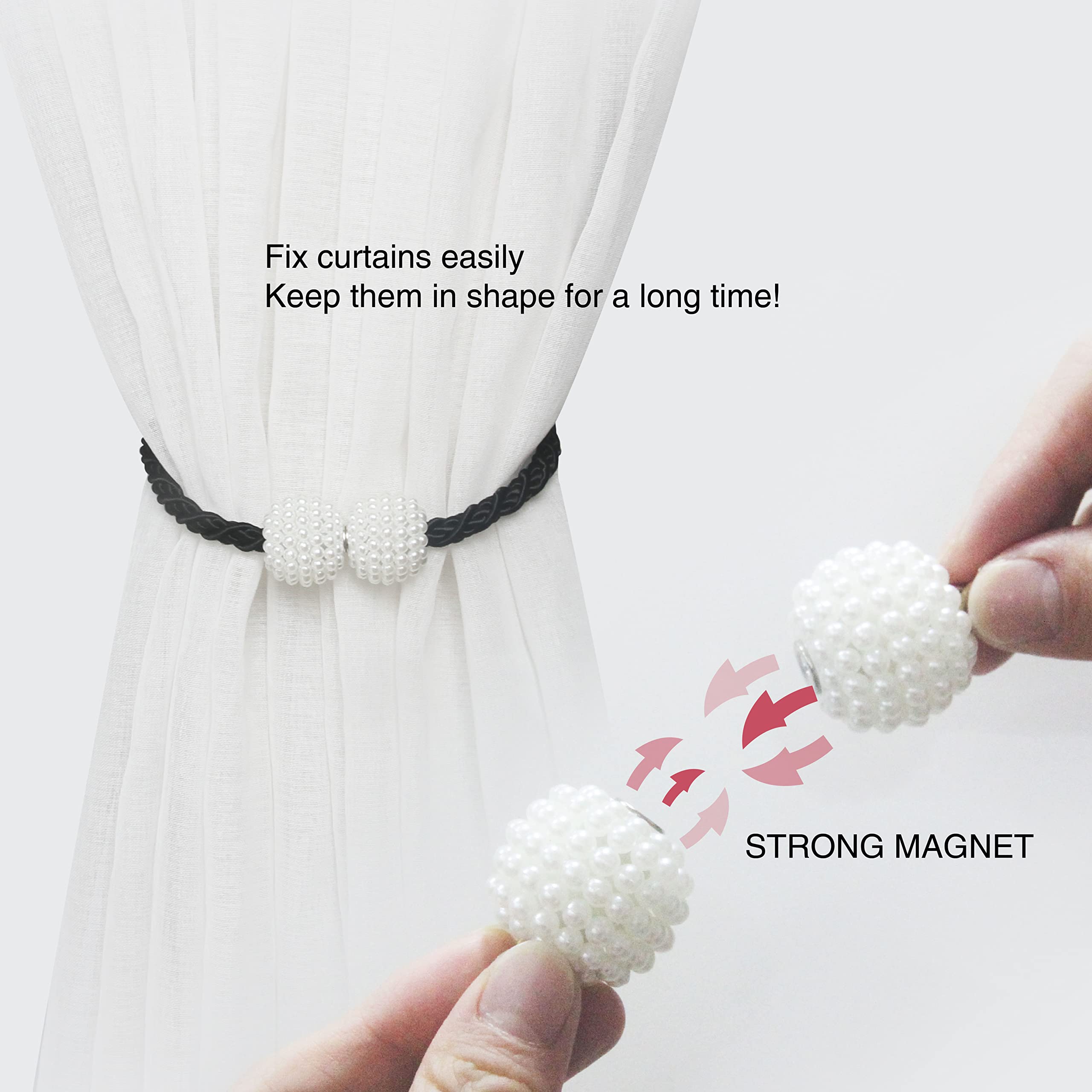 Premium Magnetic Curtain Tiebacks - Strong Hold Drape Ties for Windows, Weave Rope Curtain Holdbacks - Perfect for Living Room, Bedroom & Outdoor Draperies