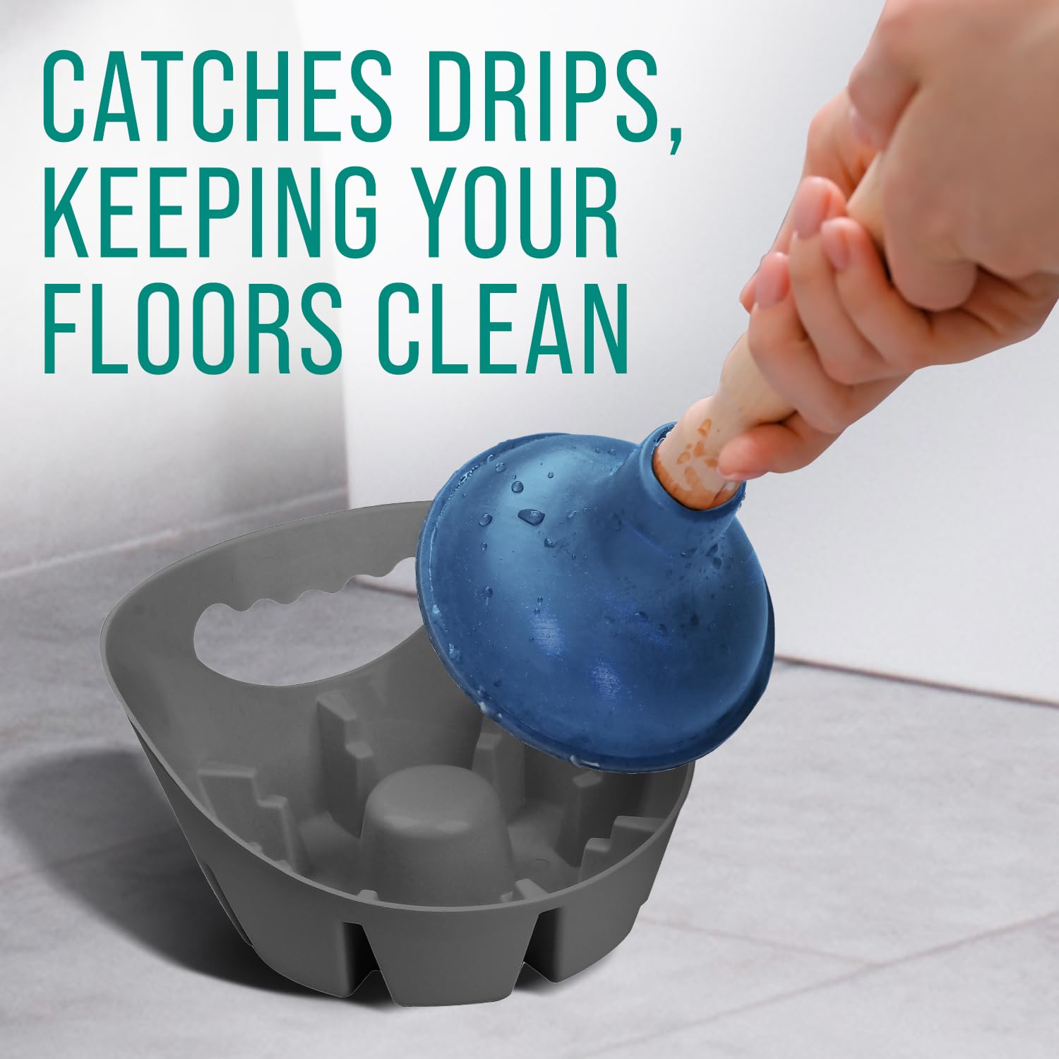 Universal Plunger Tray for Toilet & Sink - Drip Catcher with Germ Protection - Easy Clean Gray Bathroom Organizer - Pack of 1 - Perfect for Home, Office & Public Restrooms