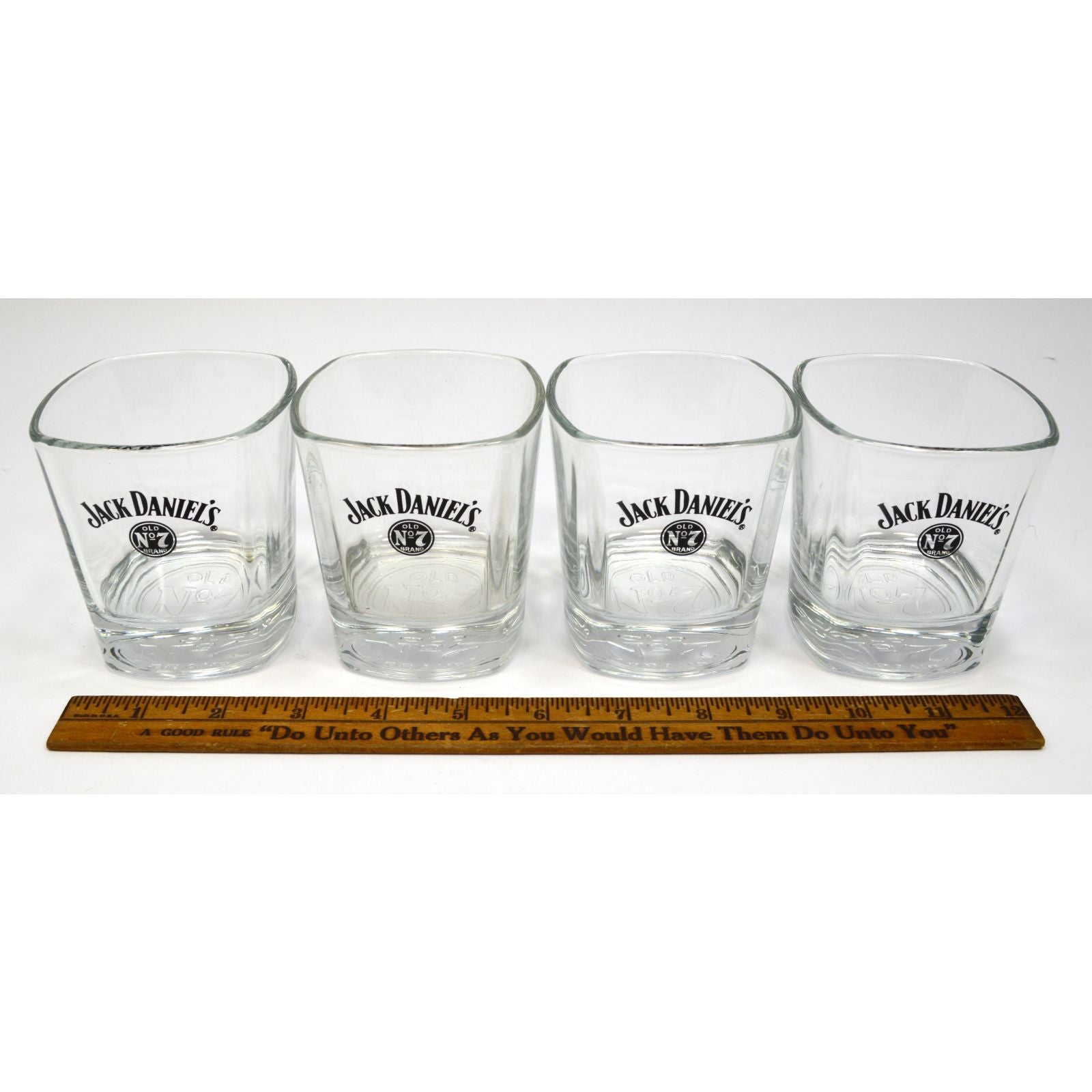 Premium Jack Daniel's Old No. 7 Whiskey Tumbler Set - 4 Pack 3.5oz Glasses for Bourbon, Scotch & Cocktails - Perfect for Home Bar, Parties & Gifts