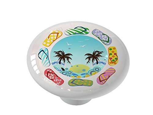 Stylish Ceramic Drawer Knobs for Summer - Flip Flop Design Home Decor for Cabinets & Dressers - Perfect for Beach House, Bathroom & Kitchen Renovation