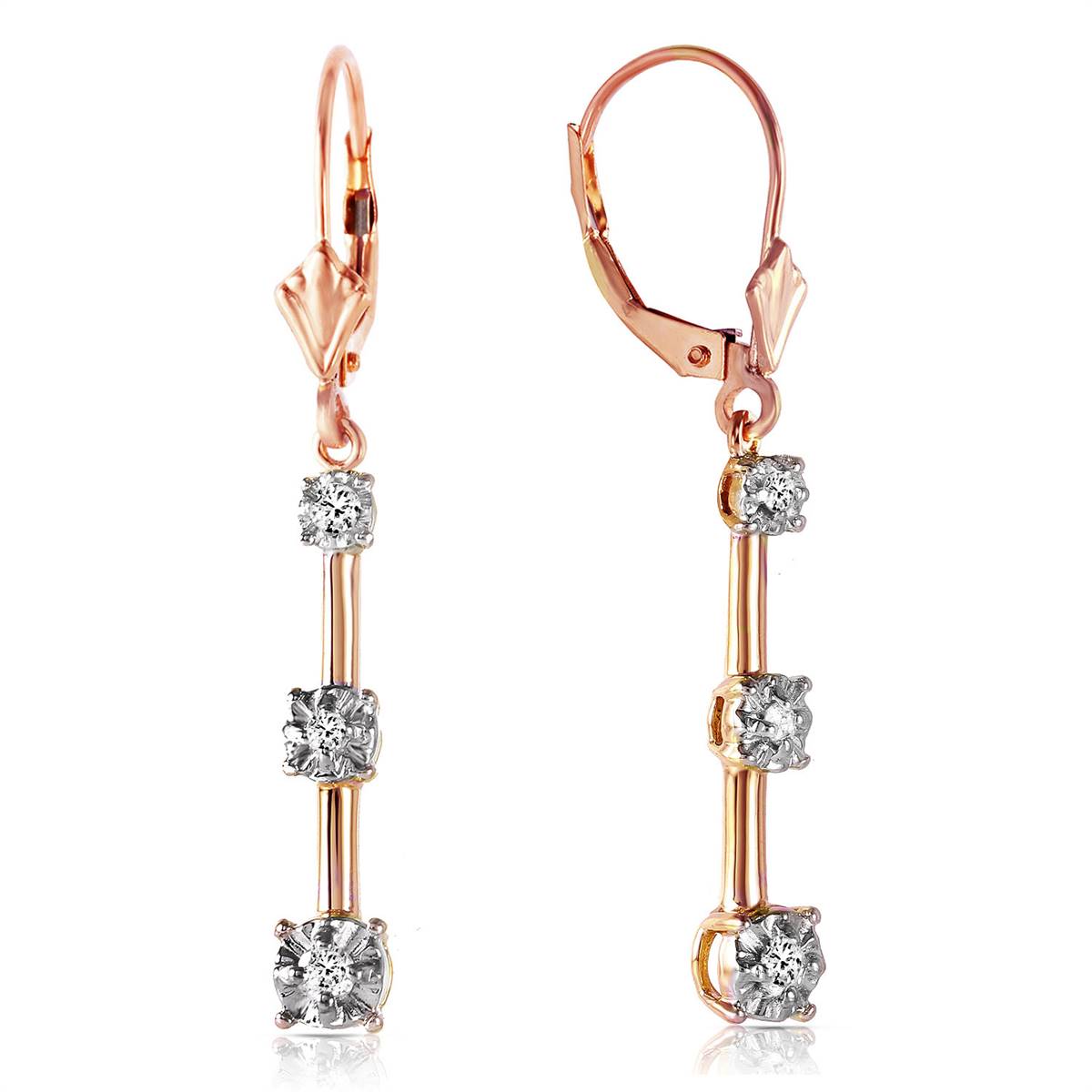 0.2 Carat 14K Solid Rose Gold Leverback Diamond Earrings for Women - Dainty Everyday Hoop Earrings for Work, Date Night & Special Occasions