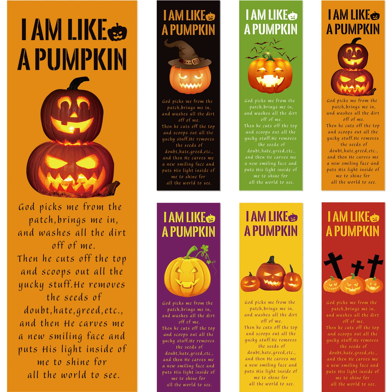60 Pack Halloween Pumpkin Bible Verse Bookmarks - Religious Christian Book Markers for Women, Girls & Book Lovers - Perfect for Church, Baptism, Bible Study & Halloween Gifts - Inspirational Scripture Reading Accessories
