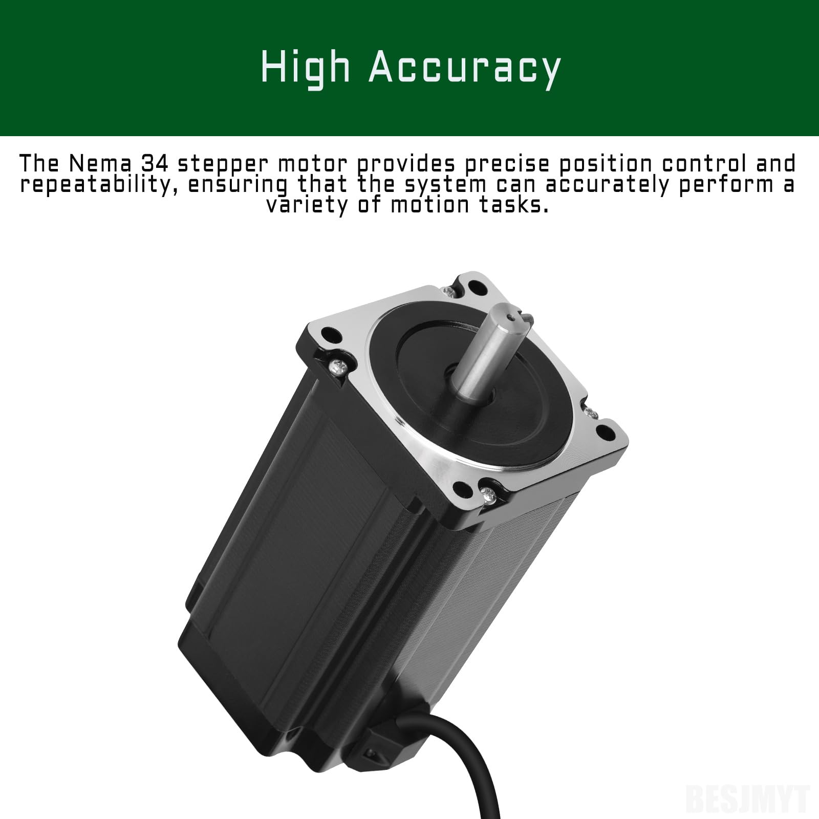 High Torque Nema 34 Stepper Motor - Bipolar 12Nm (1699.34oz.in) 1.8° Step Angle, 6.4A 2-Phase with 2m Cable for CNC, 3D Printers & Industrial Automation | Perfect for CNC Routers, Laser Cutters, and Automated Machinery