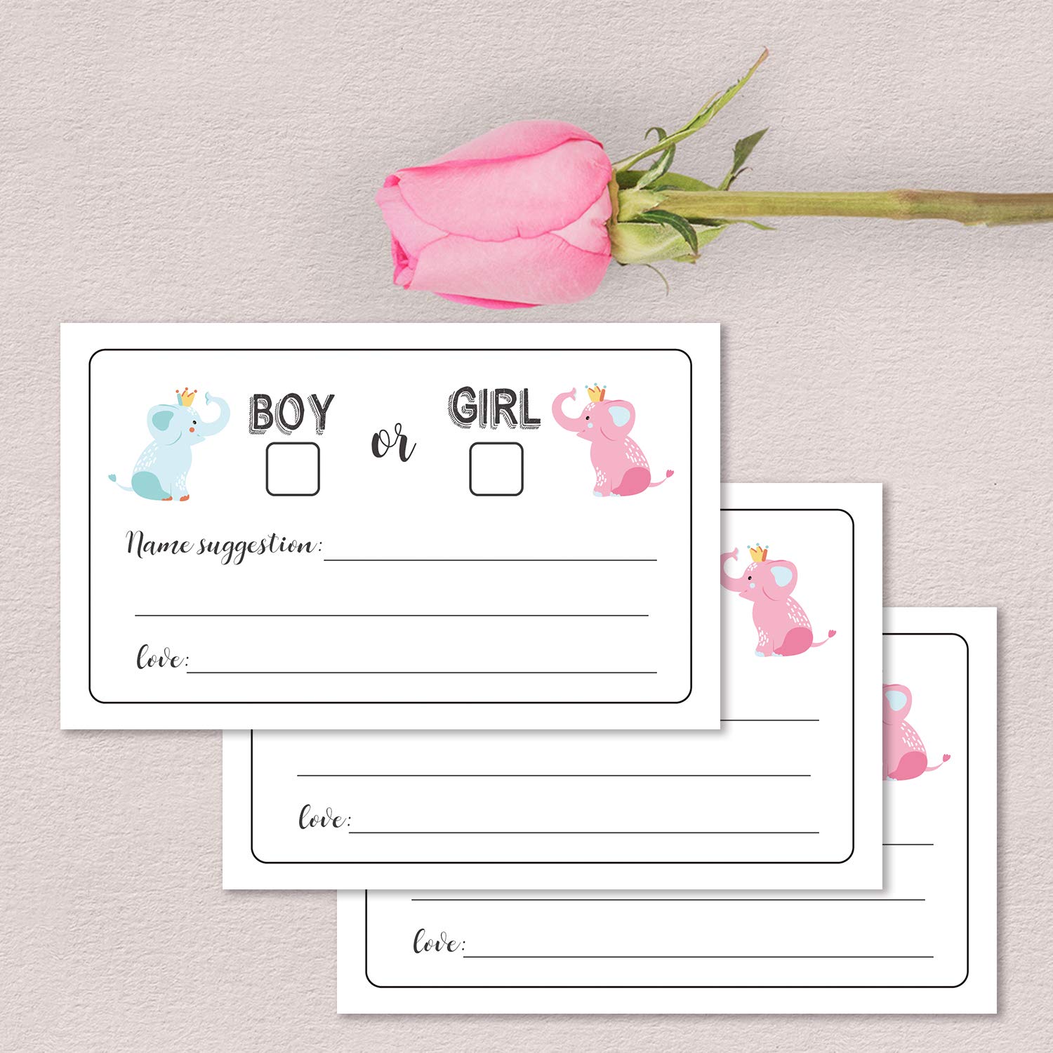 50-Pack Gender Reveal Voting Cards for Baby Shower Party Games - Boy or Girl Prediction Cards (3.5