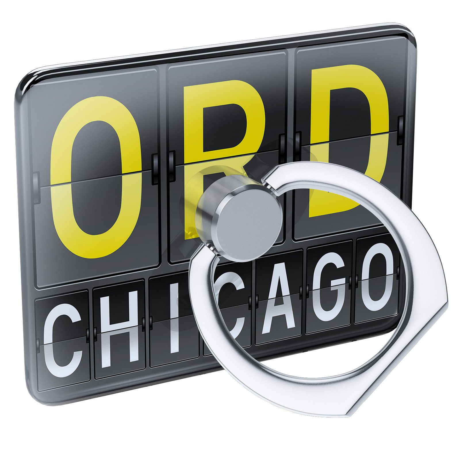 ORD Airport Code for Chicago Cell Phone Ring Holder Collapsible Grip & Stand by Neonblond - Perfect for Travel, Commuting, and Hands-Free Viewing