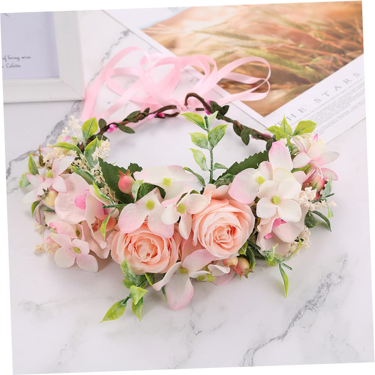 Beaupretty 2-Piece Floral Headband Set - Rose Flower Crown Hair Accessories for Brides, Flower Girls & Weddings | Perfect for Bridal Showers, Photo Props & Boho-Themed Events