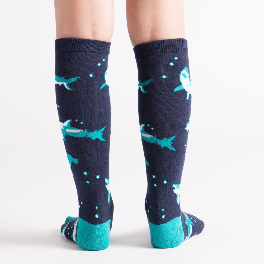 Fun Shark Attack Knee High Socks for Teens - Cute & Comfortable Junior Socks for School, Cosplay & Everyday Wear
