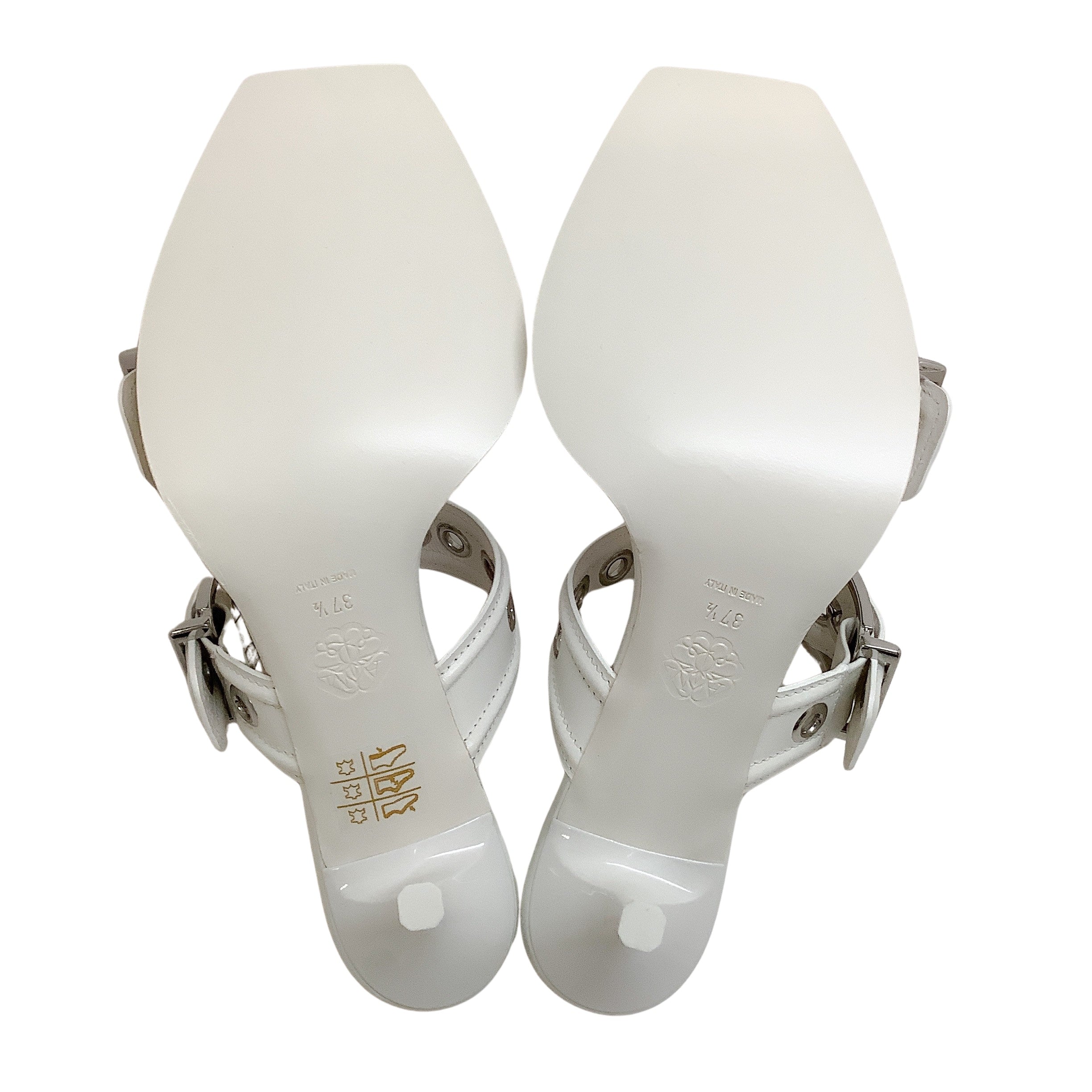 Alexander McQueen White Leather Buckle Strap Sandals for Women - Luxury Designer Summer Slide Sandals with Adjustable Buckle - Perfect for Beach, Vacation & Casual Outfits