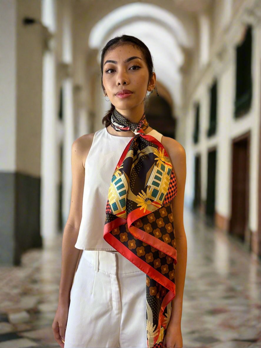 Elegant Kampong Glam Silk Scarf – Premium Handmade Batik Shawl for Women, Perfect for Festivals, Weddings & Special Occasions