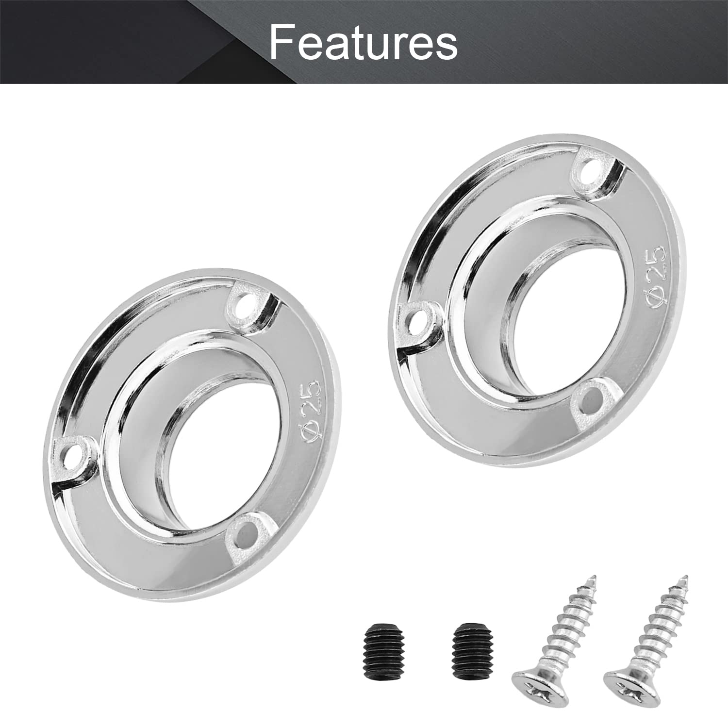 MroMax Closet Wardrobe Rod Flange - 51mm/2.01