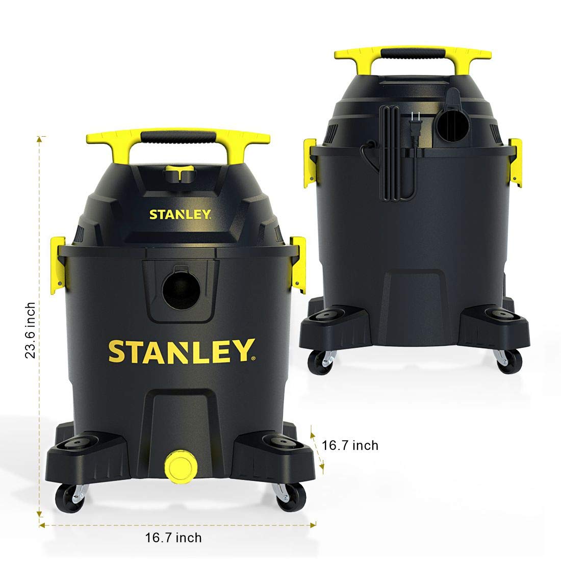 STANLEY 10 Gallon Wet Dry Vacuum Cleaner | 6 Peak HP Poly Built-in Drain Shop Vac Blower | Powerful Suction for Garage, Workshop & Home Cleaning | Multi-Functional for Dust, Debris & Liquid Pickup