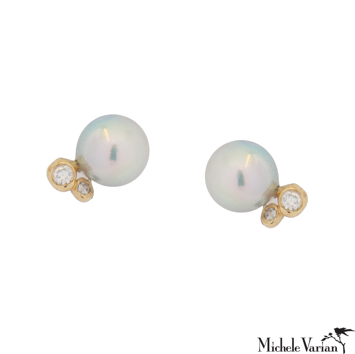 Exquisite Akoya Pearl & Diamond Stud Earrings for Women - Elegant Jewelry Gift for Wedding, Anniversary & Special Occasions