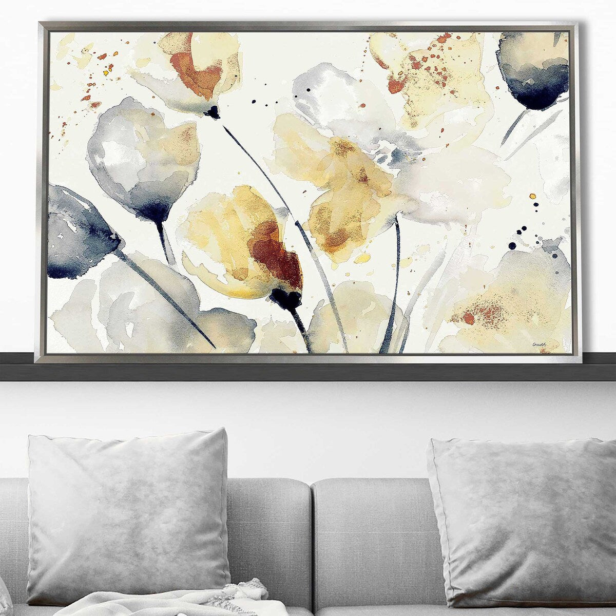 Autumn Abstract Floral Print Floating Canvas Wall Art - Perfect for Living Room, Bedroom & Office Decor