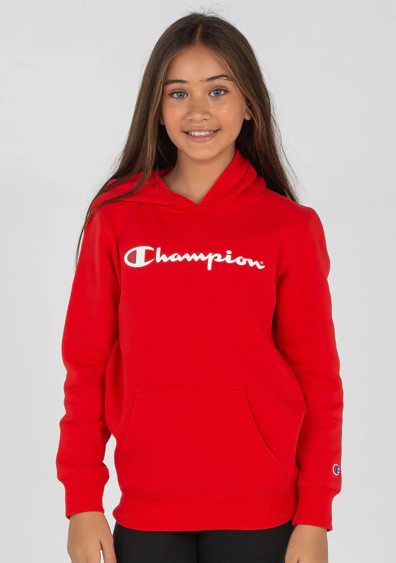 Champion Junior Script Red Hoodie for Boys & Girls - Soft & Comfortable Pullover Sweatshirt - Perfect for School, Sports & Casual Wear