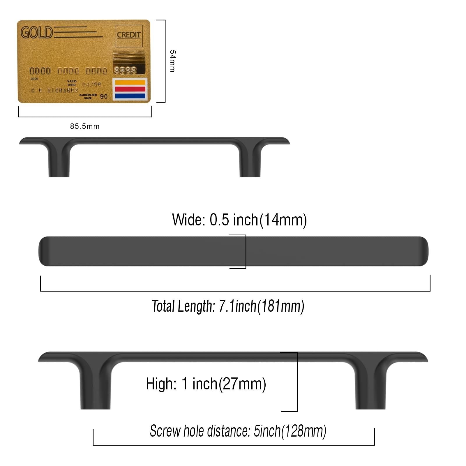 Amerdeco 10 Pack Matte Black Cabinet Pulls 5 Inch (128mm) Hole Centers - Modern Kitchen Cabinet Handles & Drawer Pulls for Cabinets, Cupboards, Dressers & Furniture (ZH0028) - Perfect for Home Renovation & DIY Projects