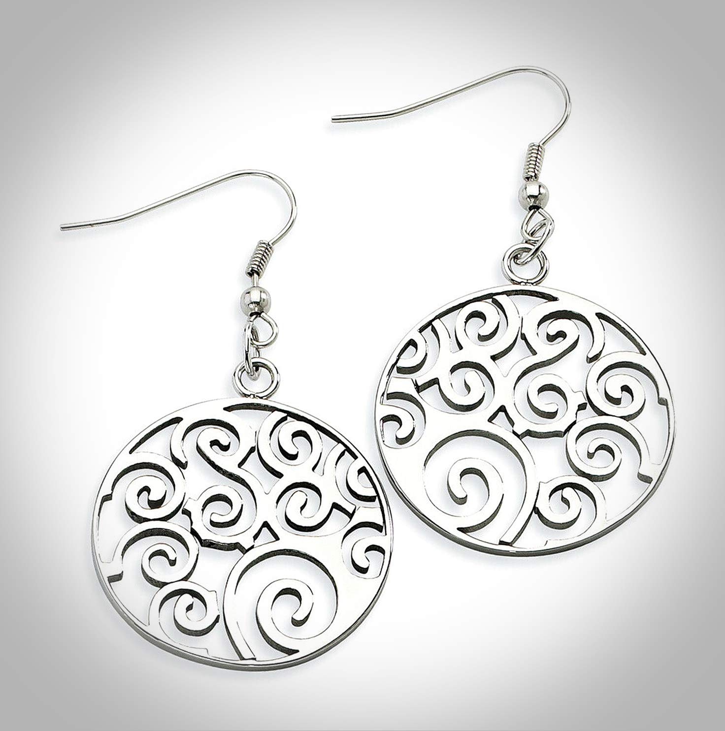 Stainless Steel Swirl Dangle Earrings for Women - LX-A2248L Trendy Fashion Jewelry Set, Perfect Gift for Girls & Women | Great for Parties, Dating & Everyday Wear