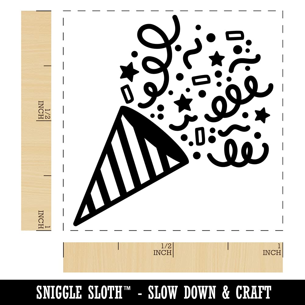 1 Inch Small Party Popper Confetti Stamp - Self-Inking Rubber Stamper with Red Ink for Birthday Celebrations & Events | Perfect for Invitations, Gift Wrapping & DIY Crafts