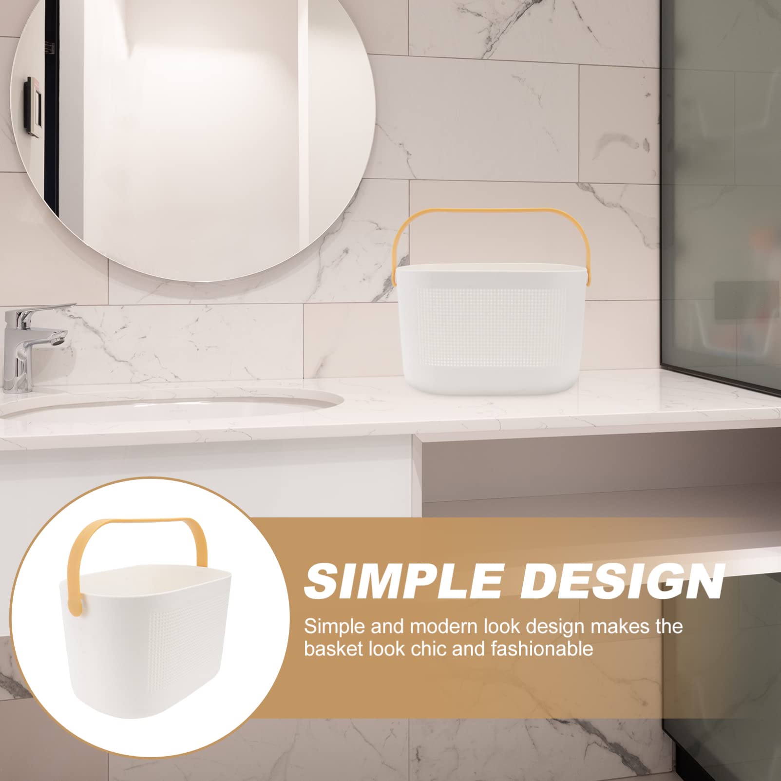 Sturdy Portable Bathroom Organizer Basket - Multi-Purpose Drainable Storage for Toiletries | Handheld Wash Basket in Lemon Yellow | Perfect for Shower, Vanity & Travel Organization