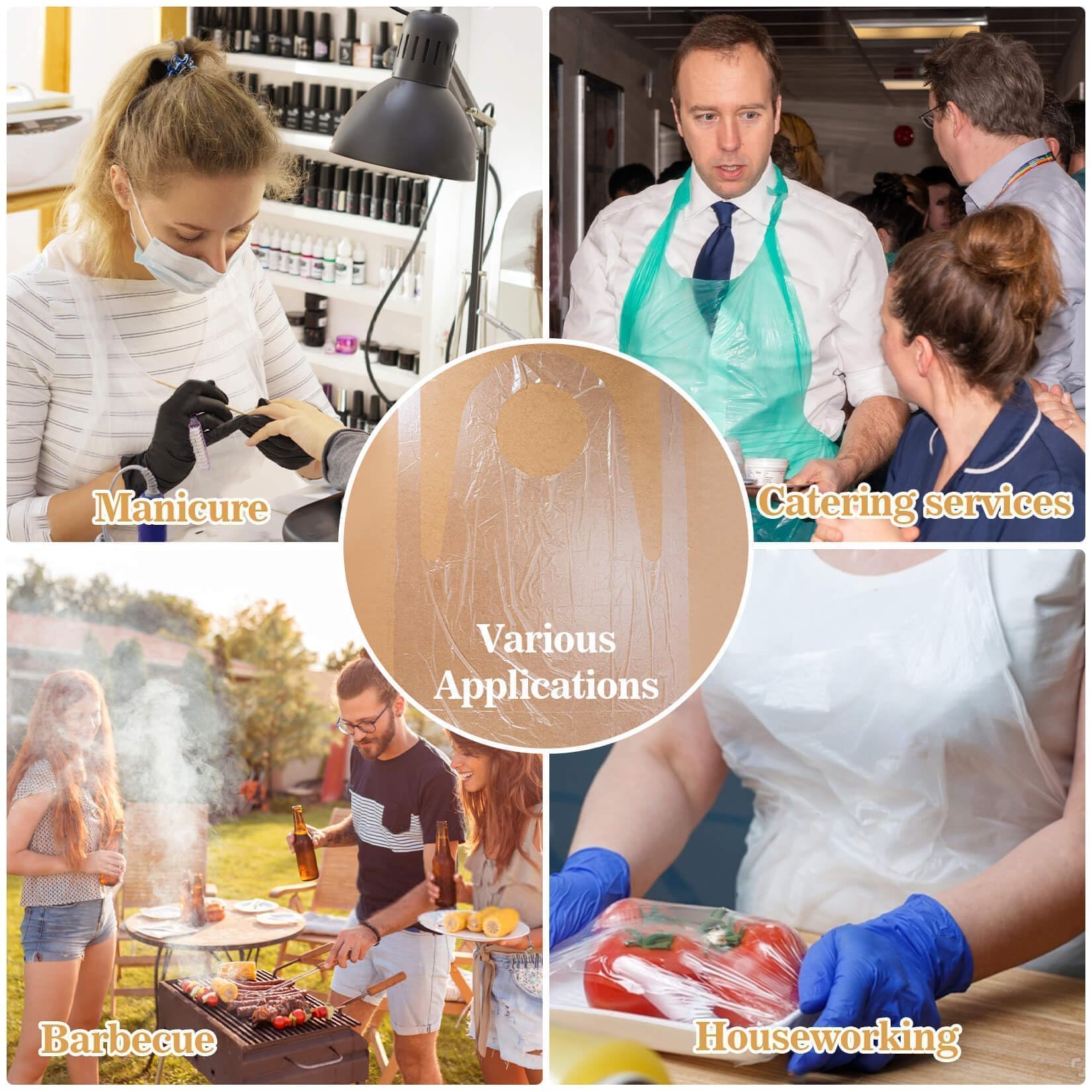 50 Pack Disposable Plastic Aprons for Adults & Kids - Waterproof Thick Reusable Aprons for Painting, Cooking, Eating, Dishwashing & DIY Crafts - Ideal for Art Class, Kitchen, Restaurant & Home Use