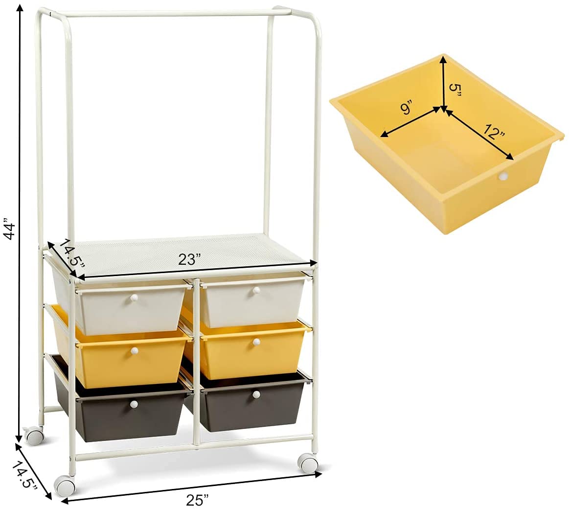 Giantex 3-Tier Rolling Utility Cart with Steel Frame - Makeup Storage Organizer, File Shelf & Drawer - Mobile Storage Cart for Office, Bathroom, Kitchen - Perfect for Home Organization & Workspace Storage