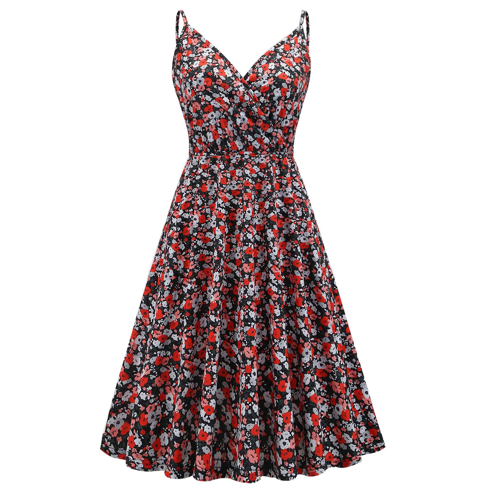 MIANHT Women's Summer Floral Wrap Dress - Sleeveless V-Neck Party Dress for Wedding Guest, Evening & Special Occasions | Perfect for Beach Vacations, Date Nights & Cocktail Parties