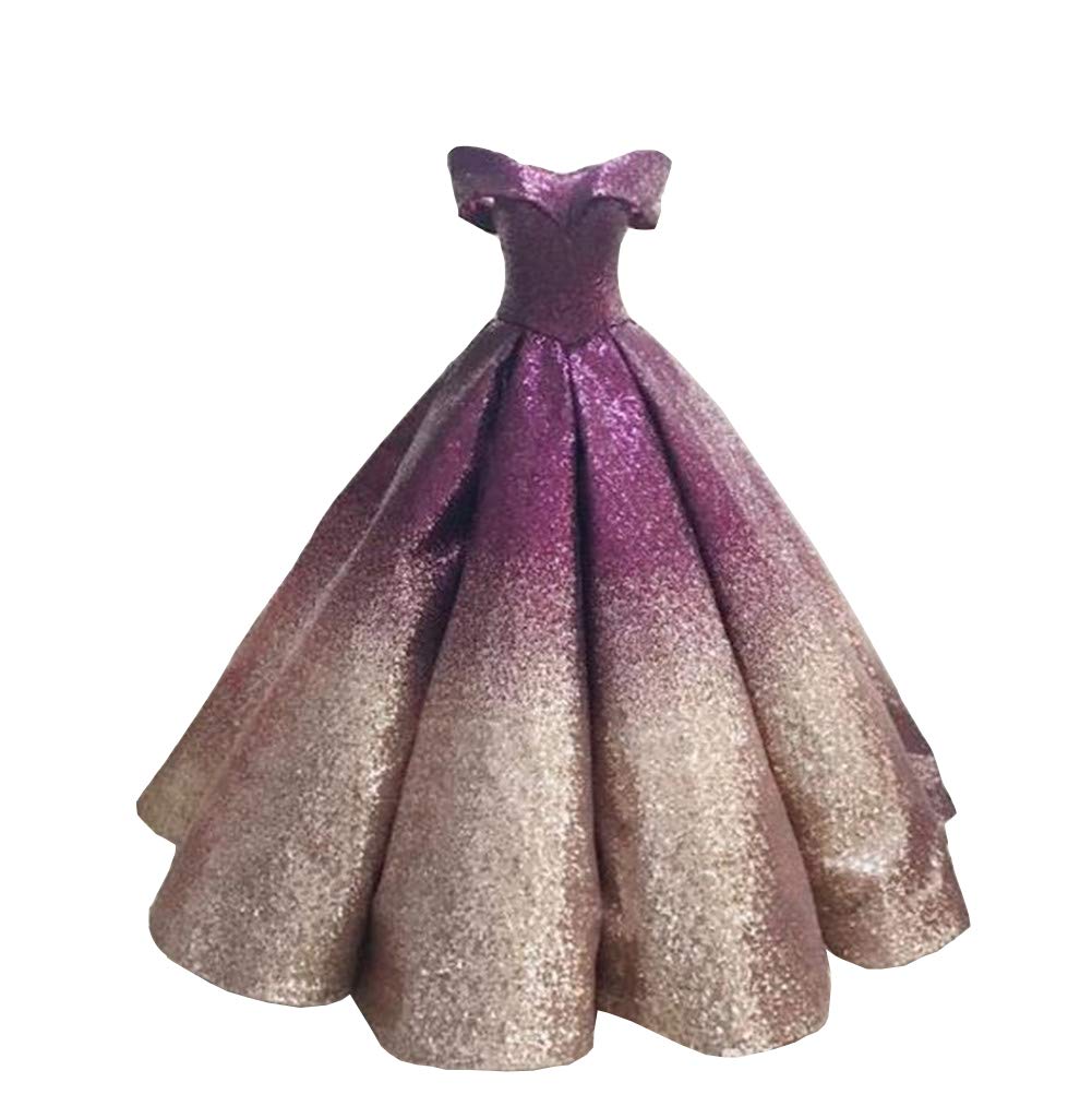 Emanni Women's Off-The-Shoulder Quinceañera Dress - Sparkling Sequin Ball Gown with Ruffled Details for Prom, Sweet 16, Homecoming & Special Occasions