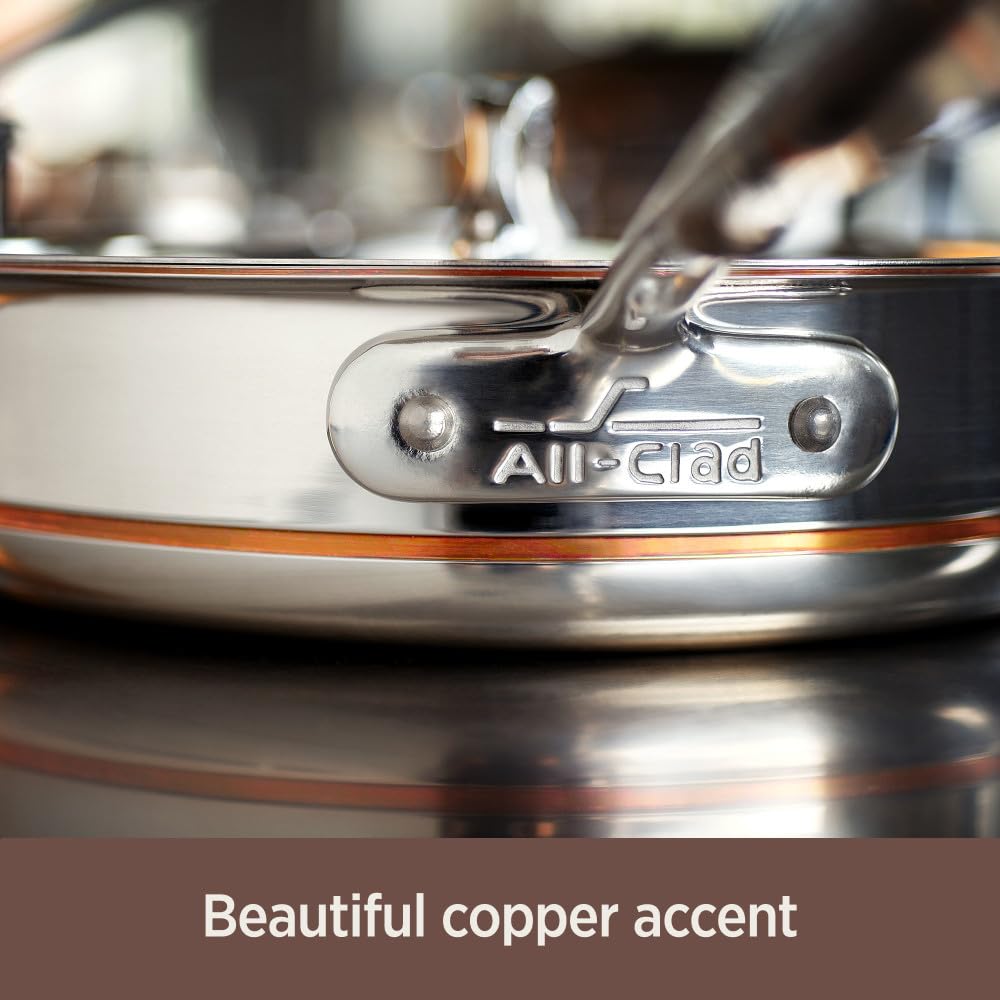 All-Clad Copper Core 5-Ply Stainless Steel Cookware Set - 7 Piece Induction Ready Pots & Pans Set - Oven & Broiler Safe Up to 600°F - Professional Kitchen Cookware for Home Chefs - Perfect for Searing, Sauteing & Simmering