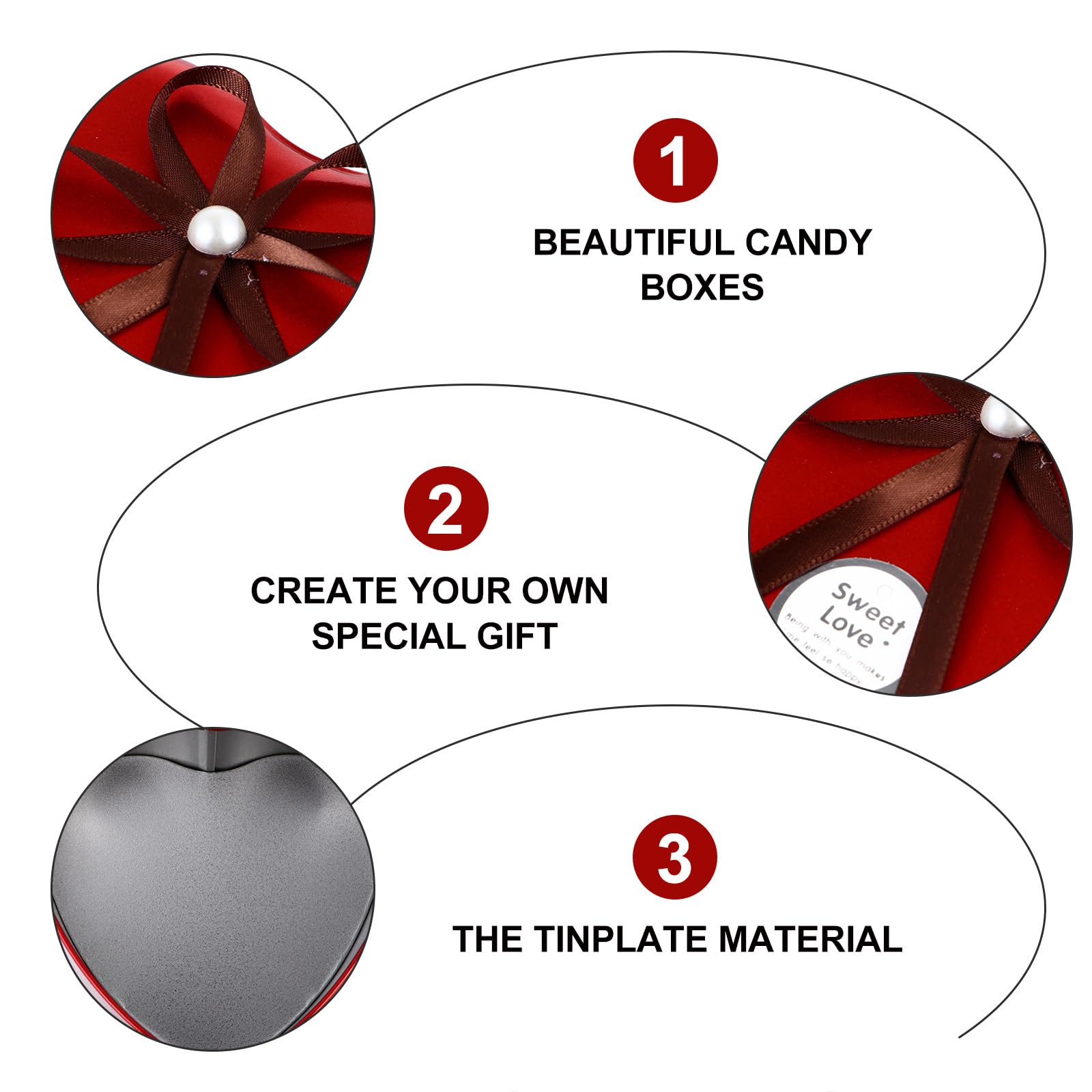 Heart-Shaped Tin Cookie Box with Lid - Small Metal Candy Storage Container for Gifts, Cookies & Treats - Perfect for Valentine's Day, Wedding Favors & Party Decor