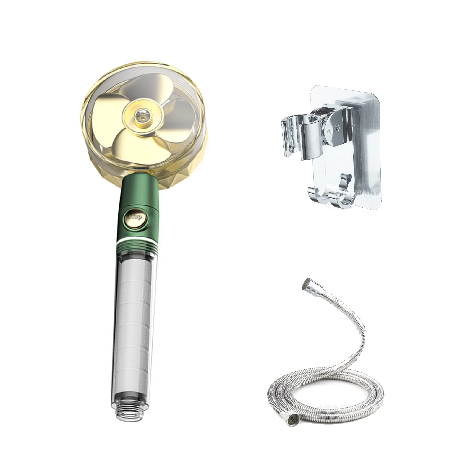 Upgraded Turbo Charged Fan Shower Head - High Pressure Vortex Propeller Driven with Clearwater Technology (Gold) - Perfect for Water Saving & Spa-Like Shower Experience