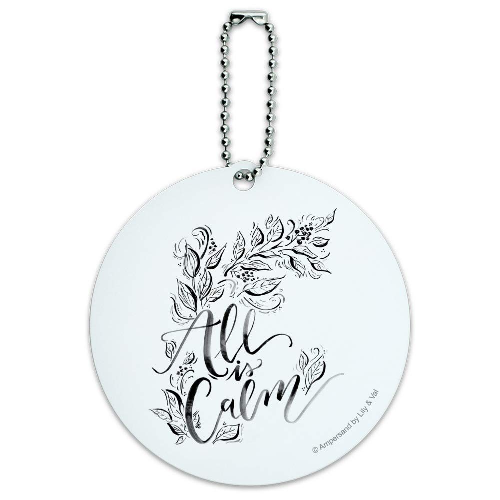 All is Calm Christmas Round Luggage ID Tag - Personalized Suitcase Name Tag for Carry-On Bags - Perfect Holiday Travel Accessory for Airports & Vacation