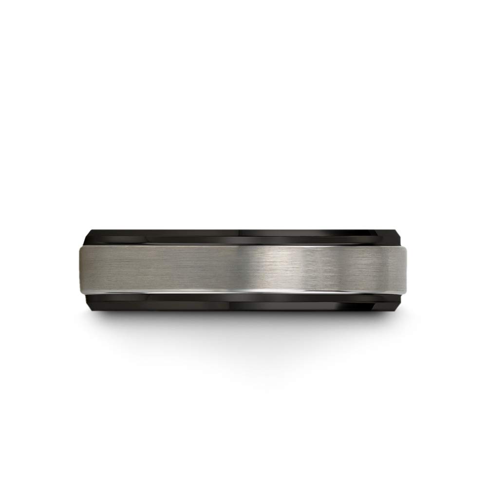 Tungsten Carbide Wedding Band Ring 6mm for Men & Women - Blue, Black, Grey Step Bevel Edge - Brushed & Polished Finish - Custom Engraving for Anniversary & Engagement - Perfect for Everyday Wear, Special Occasions & Gift Giving