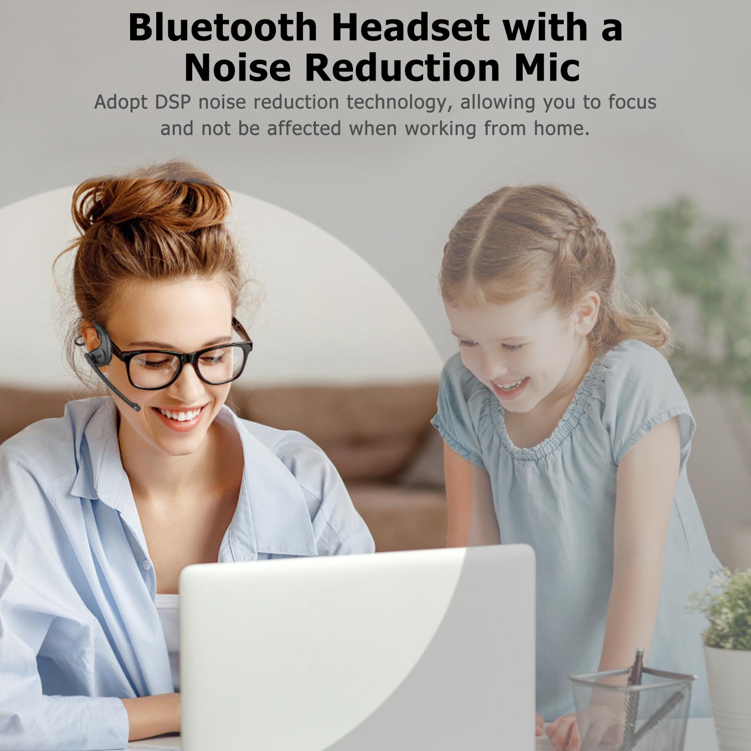 Friencity Open Ear Bluetooth Headset with Magnetic Boom Mic - Wireless Headphones for Phone Calls, PC, Laptop | DSP Noise Canceling Mic for Office Meetings, Running, Cycling | 12H Battery Life - Lightweight & Comfortable Design for All-Day Use
