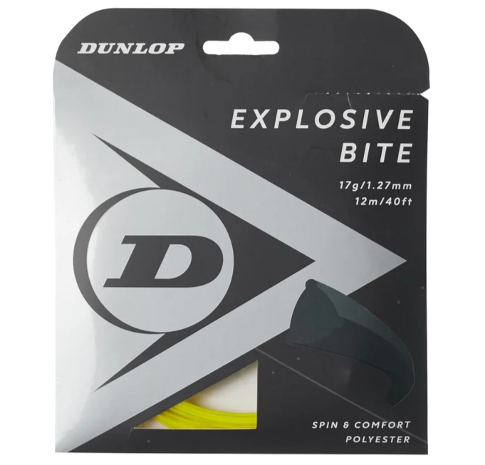 Dunlop Explosive Bite 17/1.27mm Tennis String - High Performance Polyester String for Spin & Control (Yellow) | Perfect for Competitive Players & Stringing Professionals