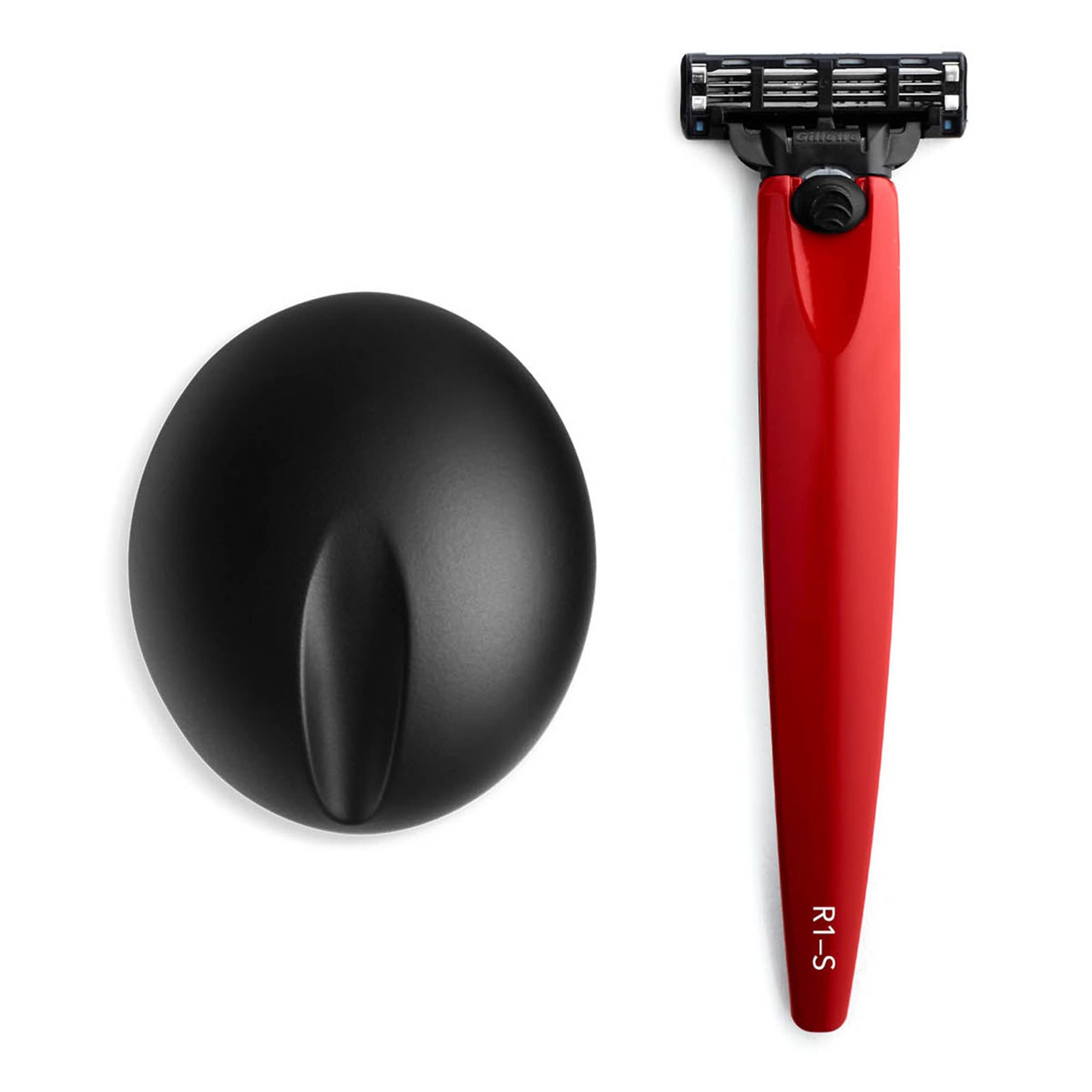 Premium Bolin Webb R1 Monza Red Safety Razor with Stand & Gillette Mach3 Blades - Luxury Men's Shaving Kit for Smooth Shave - Perfect Gift for Him, Home & Travel Use