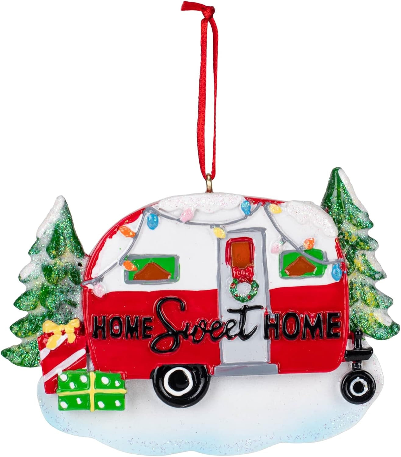 4 Pack Personalized Home Sweet Home Camper Ornaments - Perfect for RV, Travel Trailer & Christmas Tree Decorations