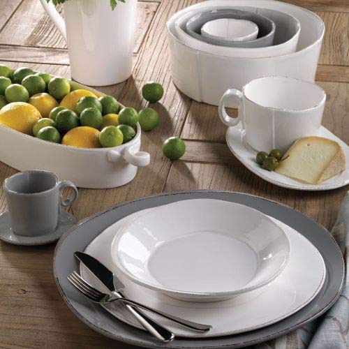 Vietri Lastra White Oval Stoneware Serving Tray - Elegant Table Decor & Party Hosting Platter for Dining, Entertaining & Home Decor