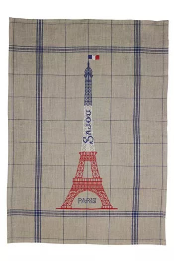 Eiffel Tower Cross Stitch Tea Towel Kit - DIY Embroidery Kit for Beginners, Paris Themed Kitchen Decor, French Gift Idea for Home & Party Use
